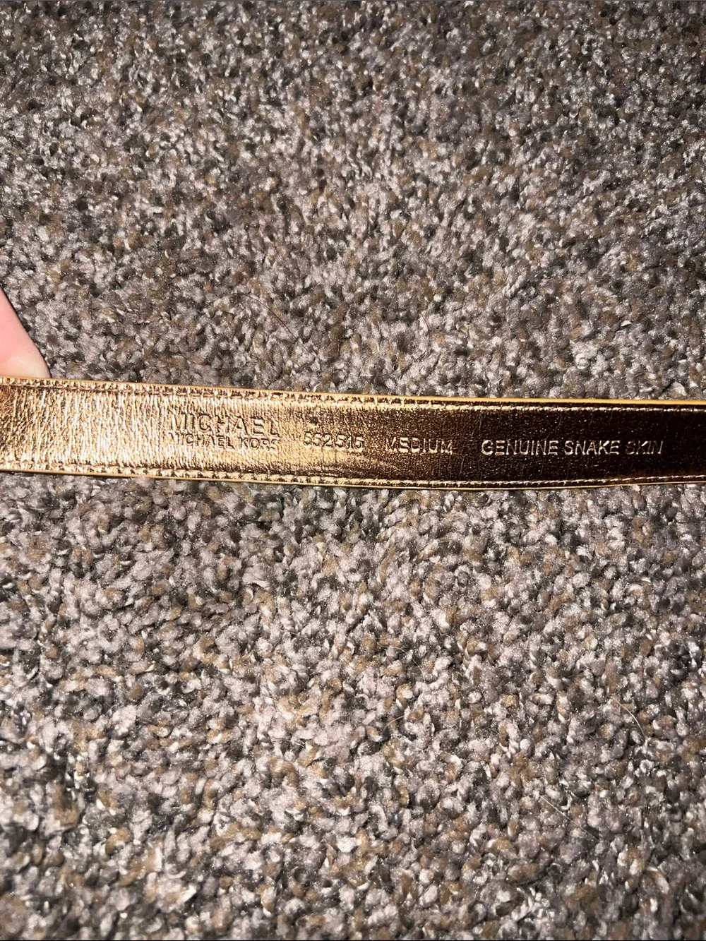 Michael Kors Yellow Snake-Embossed Leather Belt with Gold Buckle